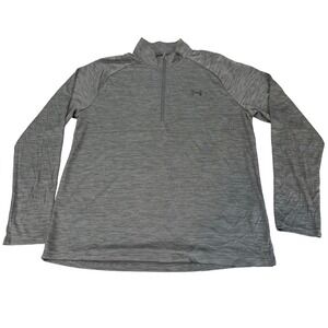 Under Armour Mens Gray Tech Tee 1/4 Zip Pullover Long Sleeve Shirt Large Loose